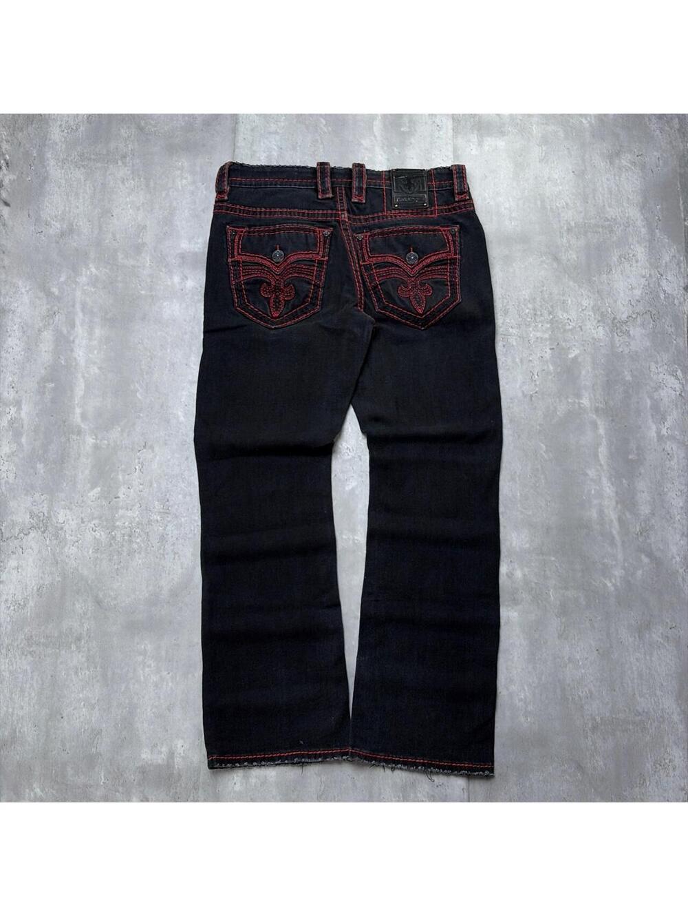 Y2K Black Rock Revival Grunge Gothic Bootcut Denim Jeans